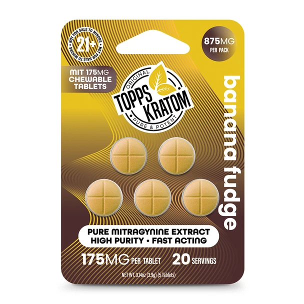 Topps Kratom MIT-175 Mitragynine 5 Pack Tablets - Banana Fudge 1 Pack