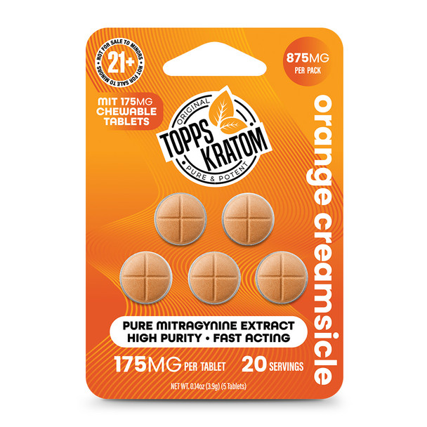Topps Kratom MIT-175 Mitragynine 5 Pack Tablets - Orange Creamsicle 1 Pack