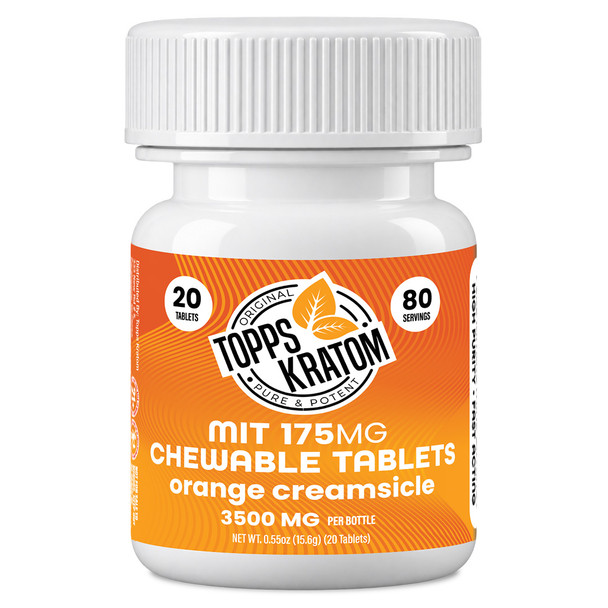 Topps Kratom MIT-175 Mitragynine 20 Count Tablets - Orange Creamsicle 1 Bottle