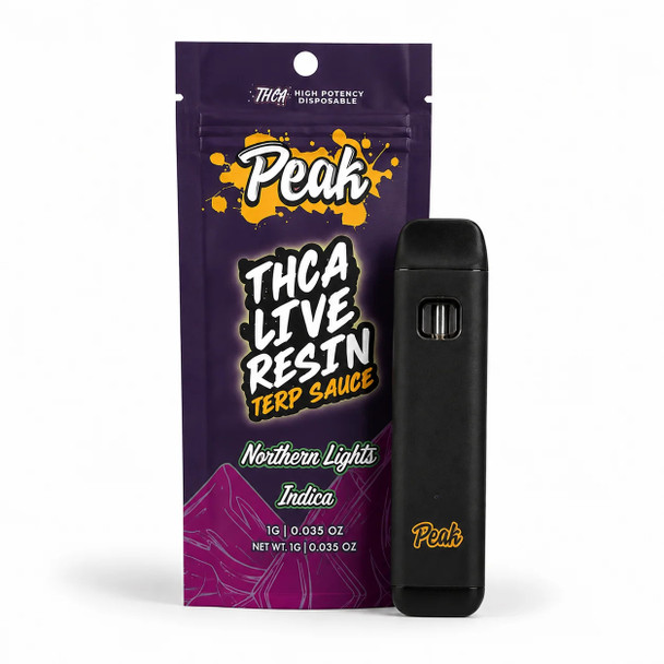 Peak THCA Live Resin Terp Sauce 1G Disposable Vape Pen - Northern Lights