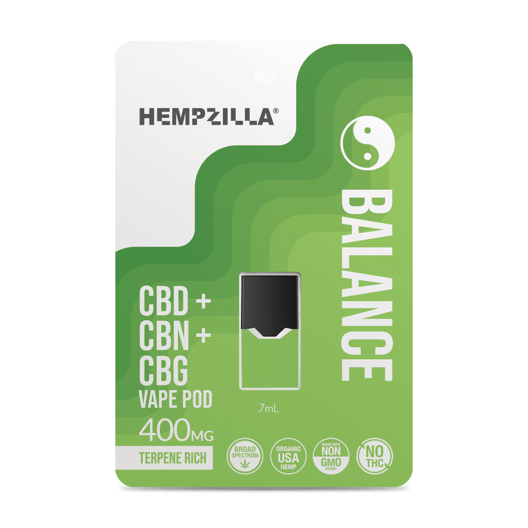 Hempzilla Broad Spectrum Hemp CBD + CBG + CBN Balance Juul Compatible Pod