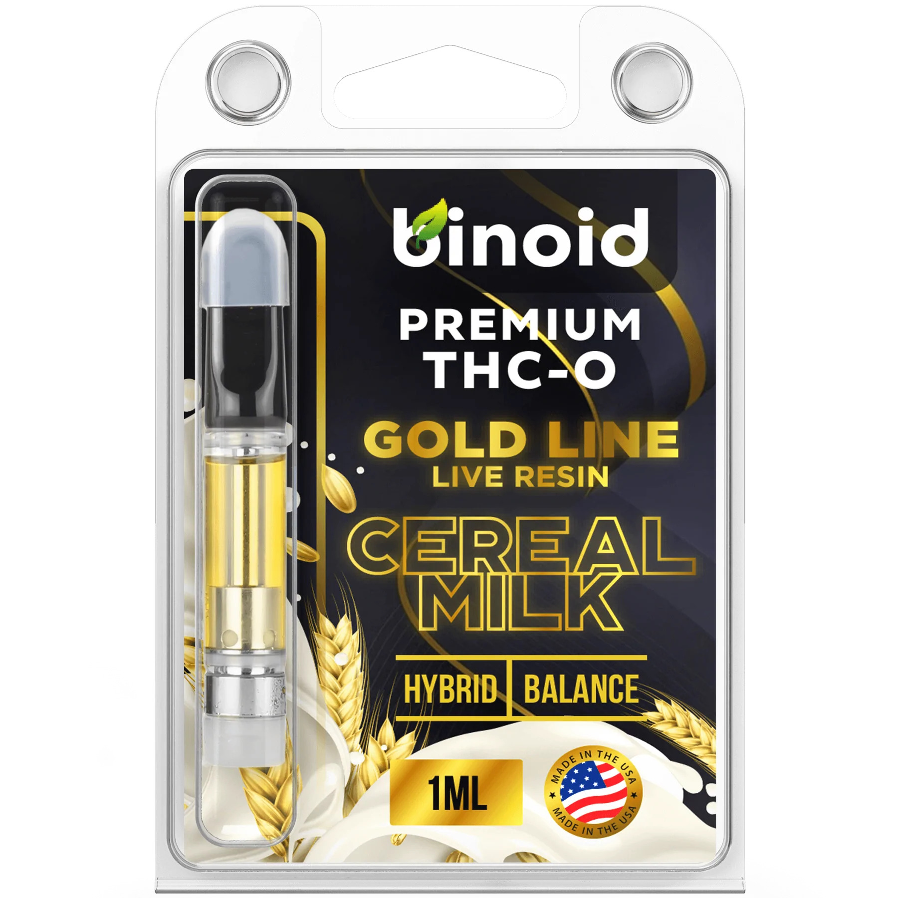 Binoid Gold Line Live Resin Premium THC-O Acetate Vape Cartridge - Calm Leaf