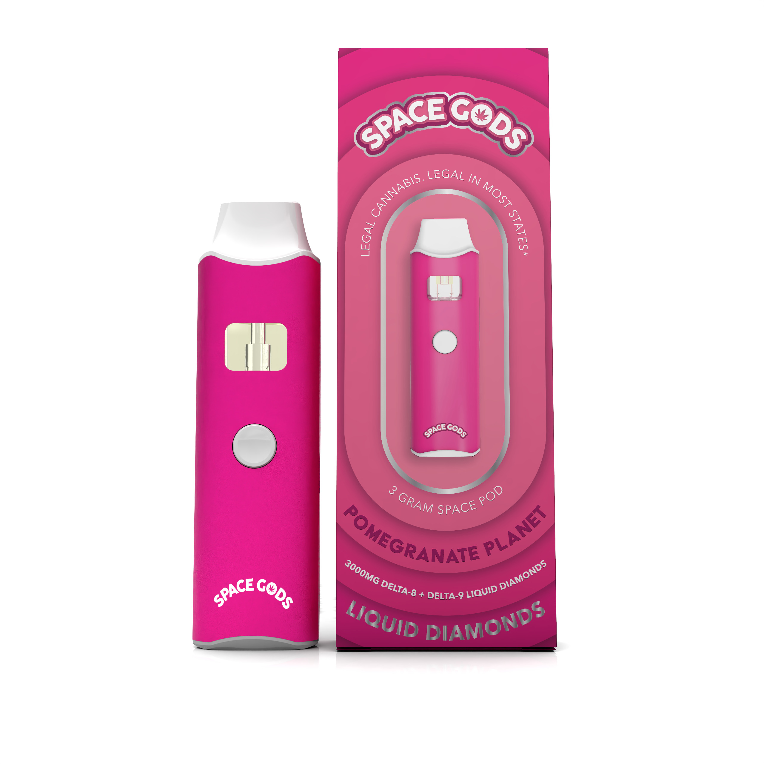 Space Gods Pods D9 + D8 Liquid Diamonds Cannabis Disposable 3G Vape Pen -  Calm Leaf