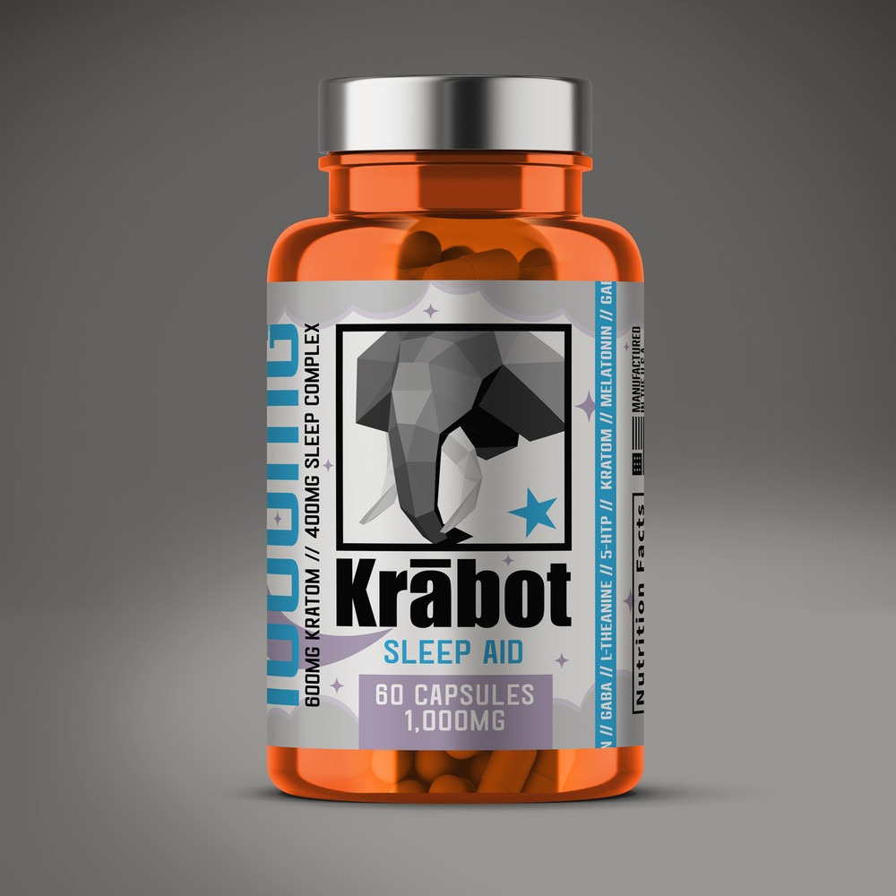 Krabot Red Bali Kratom Sleep Aid Infused Capsules - Calm Leaf