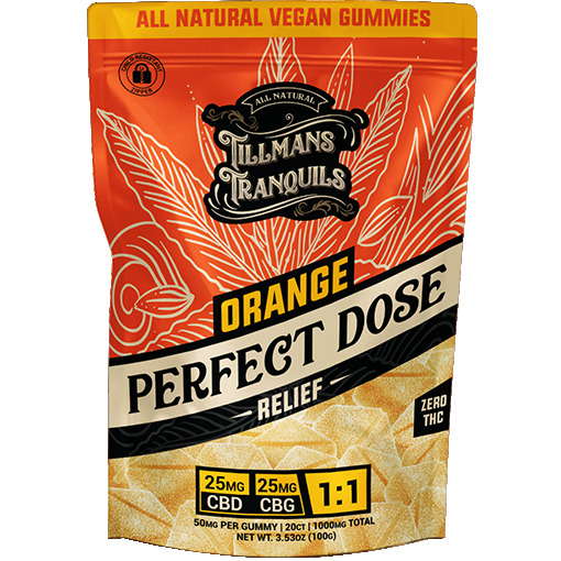 Tillmans Tranquils CBG + CBD 1:1 Blend Orange Relief Gummies