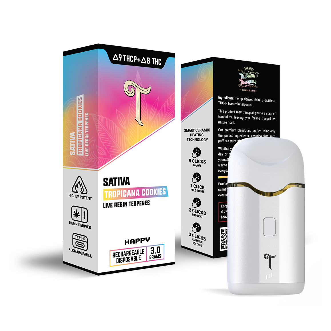 Tillmans Tranquils D9 THCP + D8 THC Live Resin 3 Gram Disposable