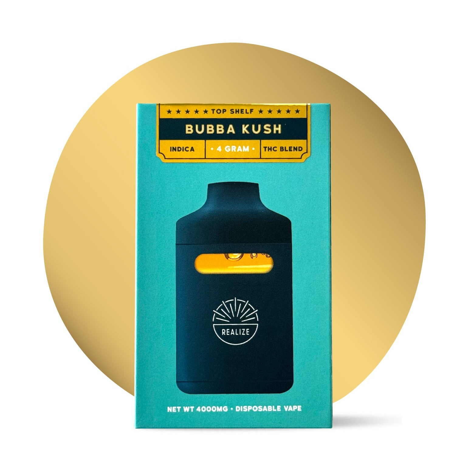 Realize Top Shelf THC Blend Live Resin 4G Disposable Vape Pen - Calm Leaf