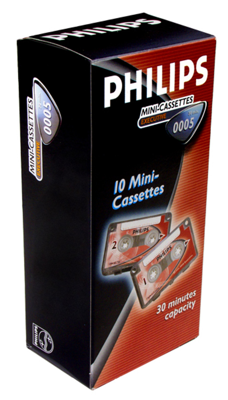 Philips Audio and Dictation Mini Cassette, 30 min (15 min x 2), 10/Pack