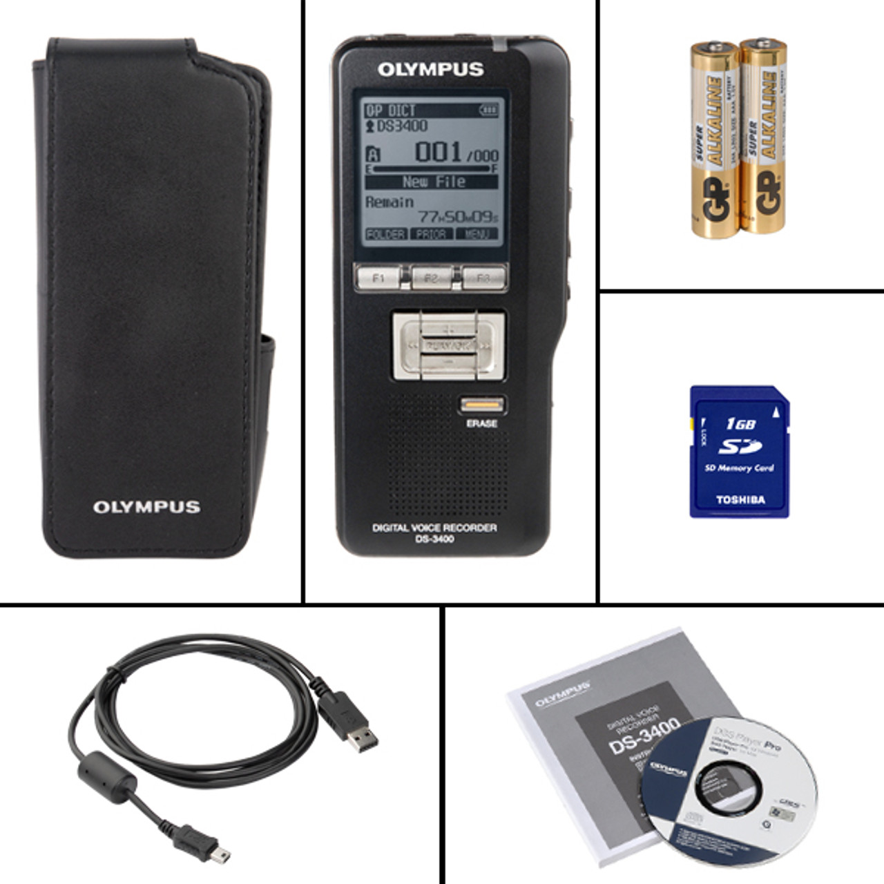 Olympus DS-3400 Digital Dictation Portable Voice Recorder