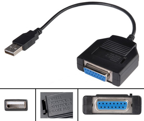 ECS USB to 15 Pin Joystick Gameport Converter Adaptor Cable