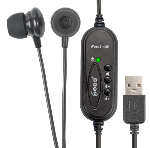 ECS WordSmith Noise Reduction In Ear USB Transcription Headset