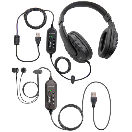 (2) Pack Travel and Home Transcription Headset Kit – WordMaster USB and WordSmith USB