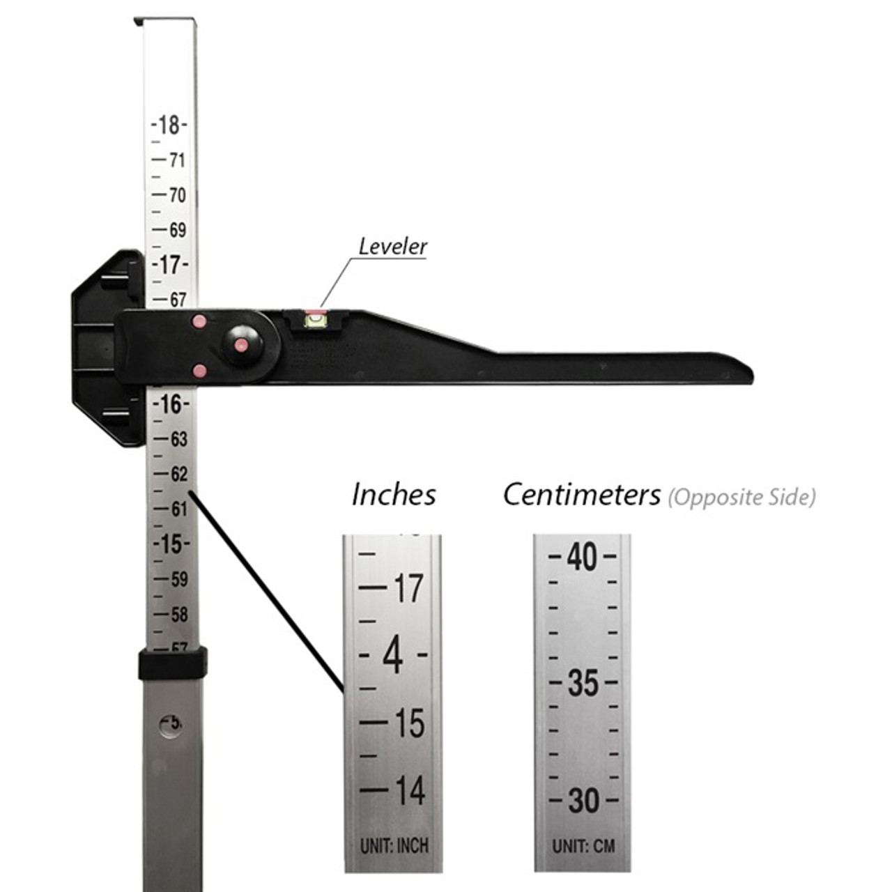 Horse measure stick 100cm Aluminium and PVC inches/cm