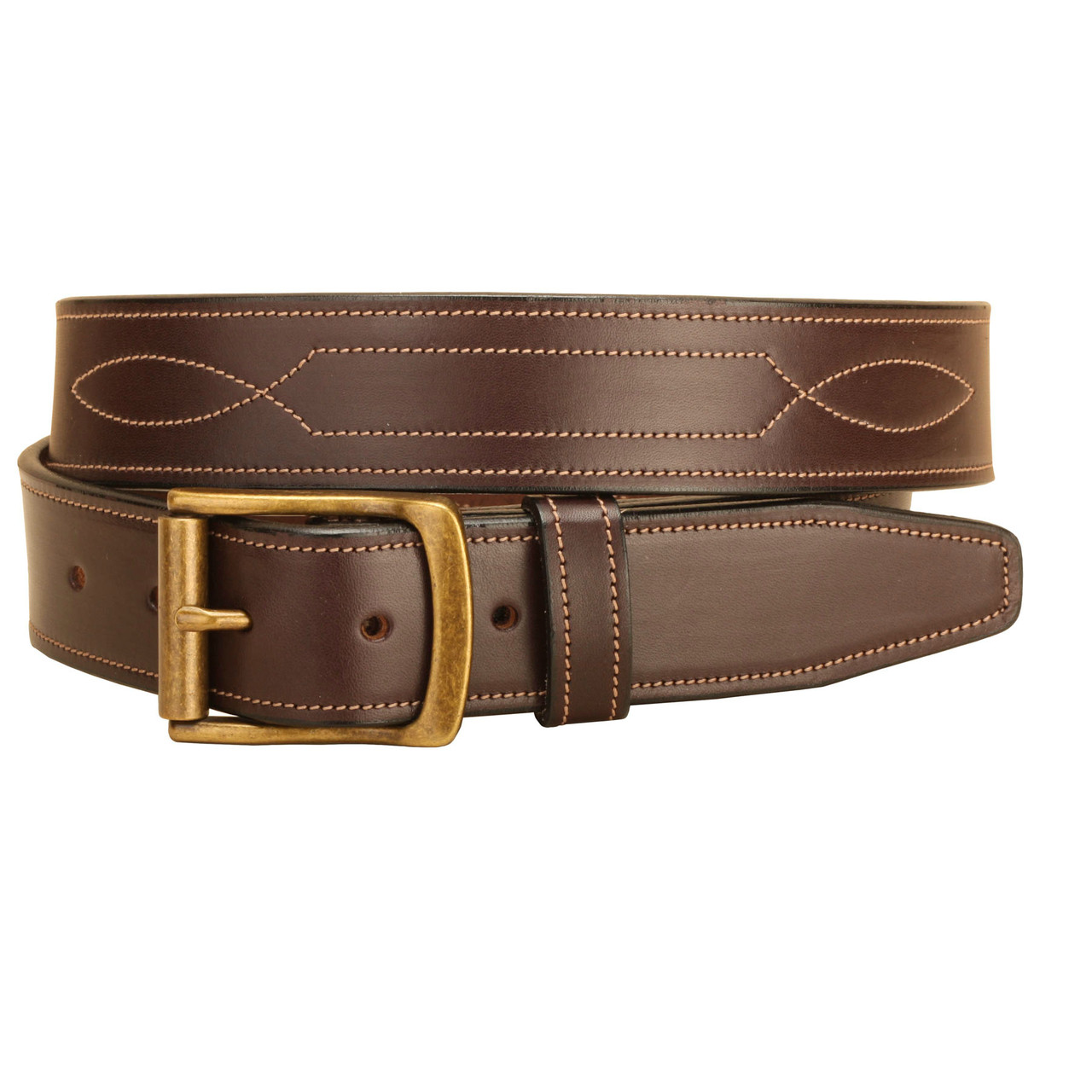 Buy Brown Leather Belt, Brass Roller 2 Inch Buckle