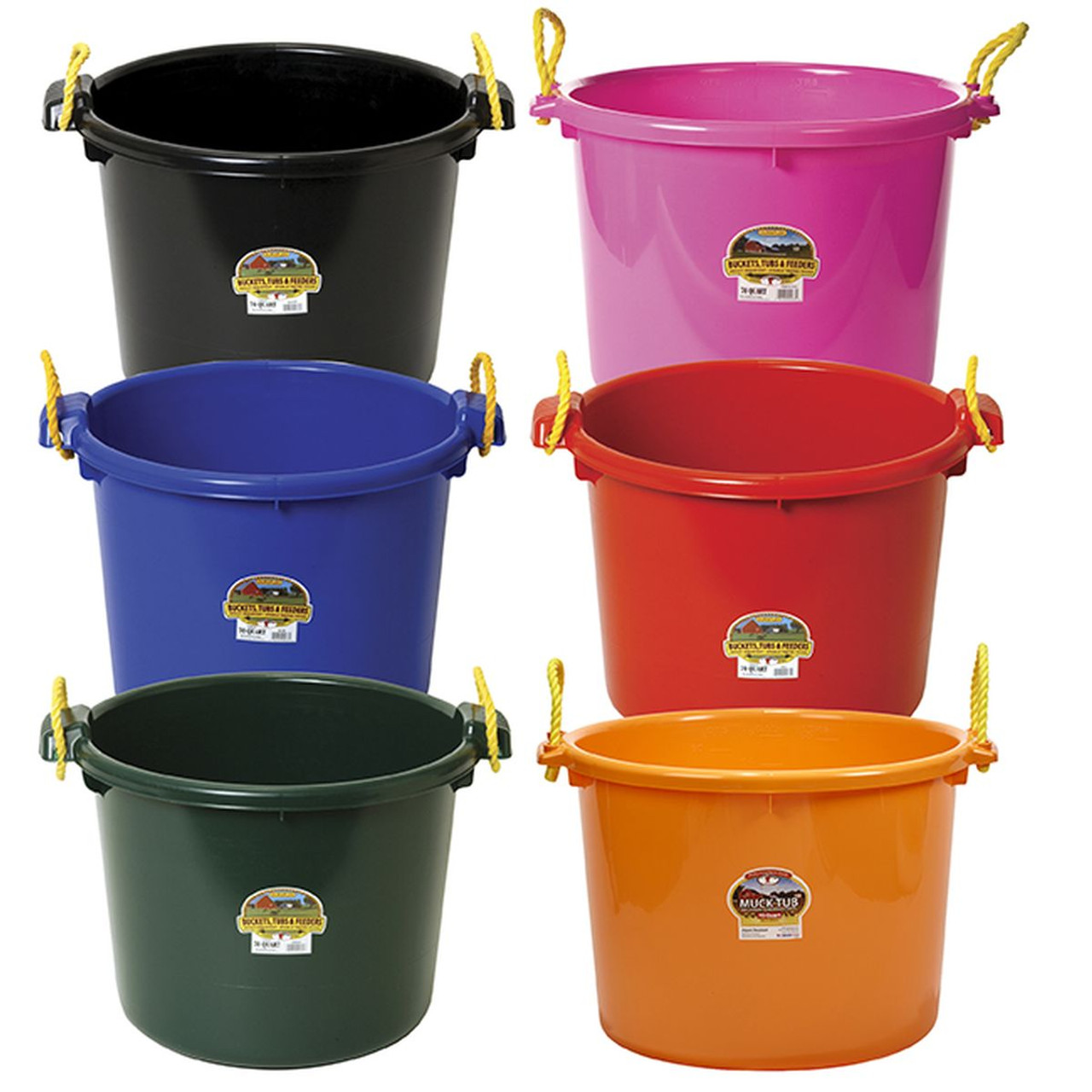 40-qt Plastic Muck Bucket with Rope Handles in Red - Buckets