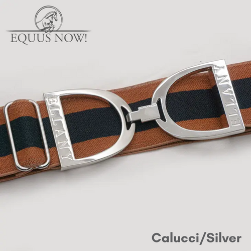 Ellany Women's Brown Tribal - 2 Silver Stirrup Elastic Belt