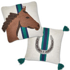 Horse Country Embroidery and Tassel Accent Throw Pillows