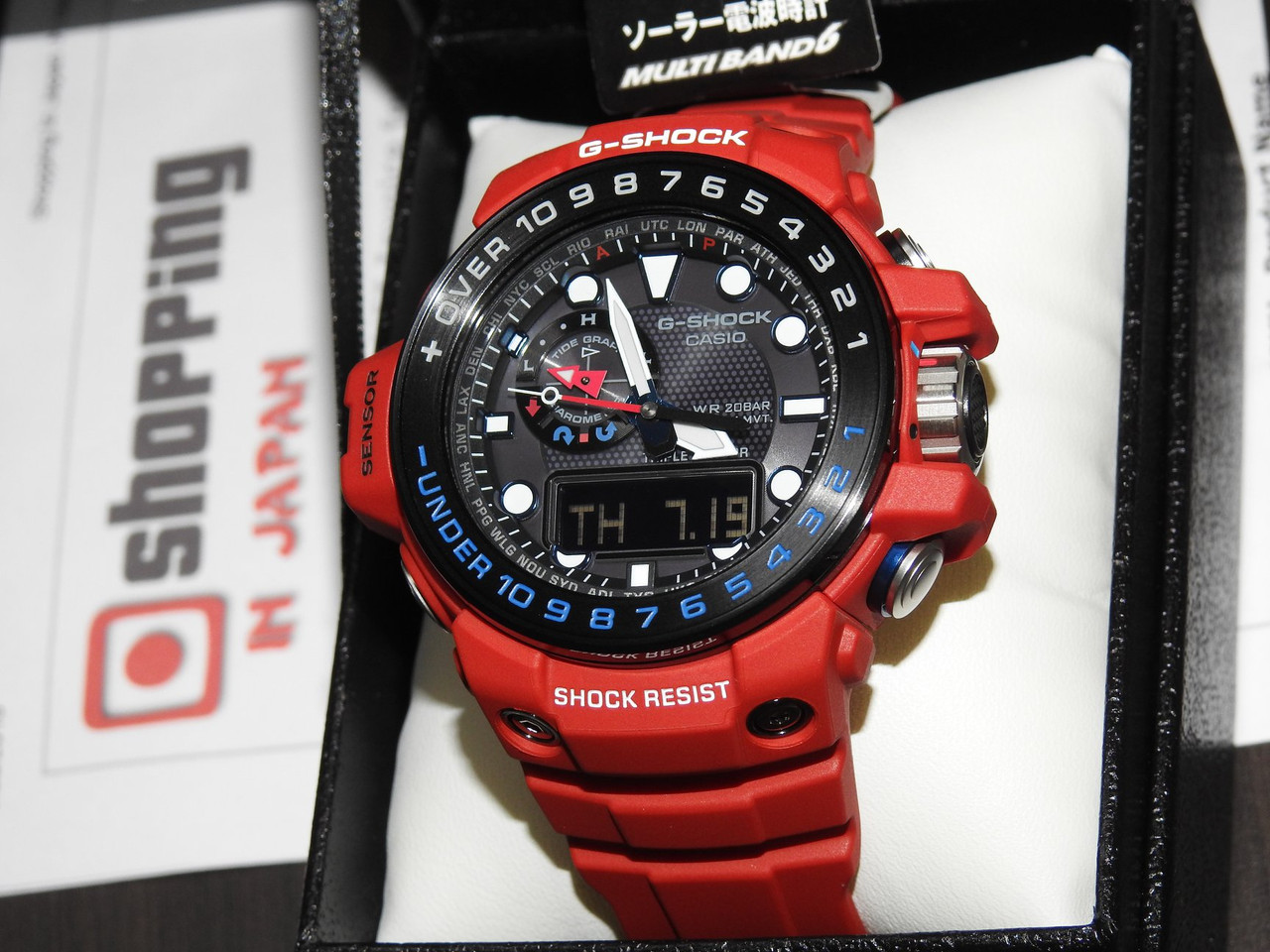 G-SHOCK ガルフマスター ソーラー電波時計 GWN-1000RD-4AJF気圧高度方位温度計測機能