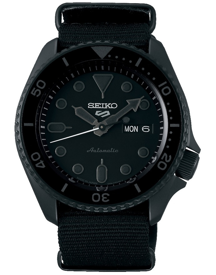 Seiko 5 Sports Black Made In Japan Kanji Wheel SBSA025
