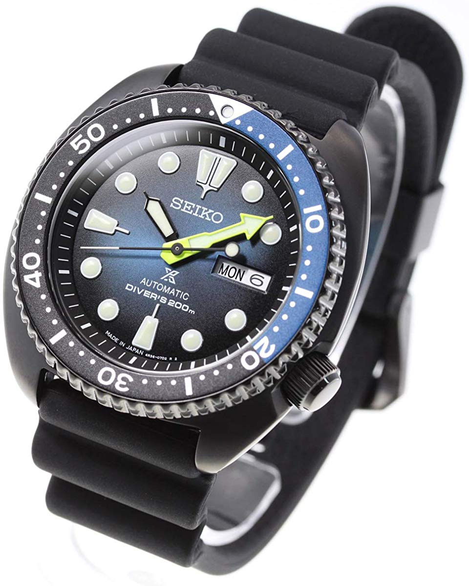 Seiko Darth Turtle SBDY041 Fume Blue Dial Blackout - Shopping In