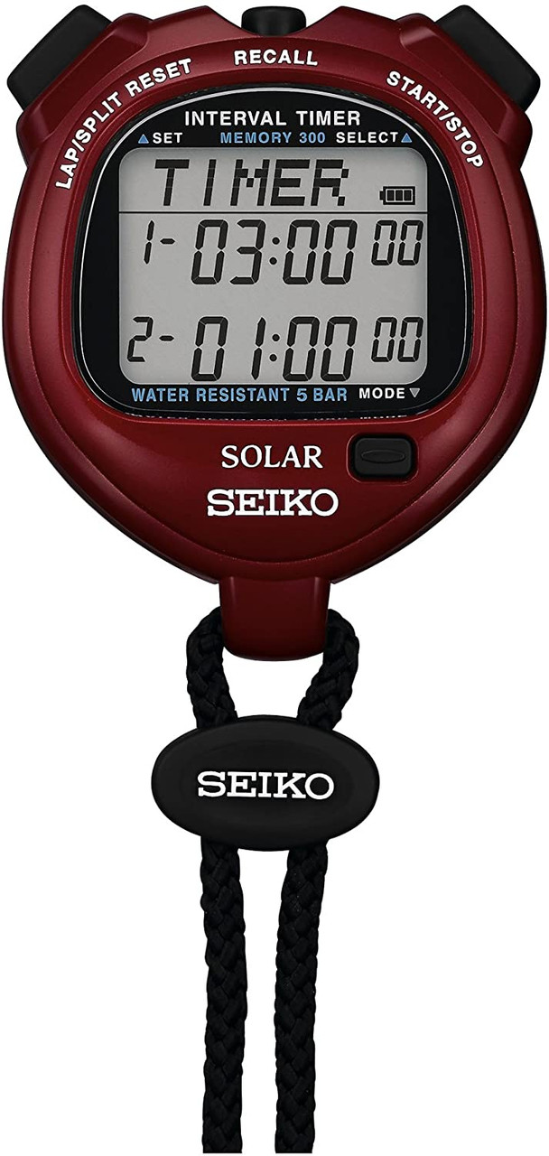 Seiko S062 Interval Timer Solar Stopwatch Red SVAJ103