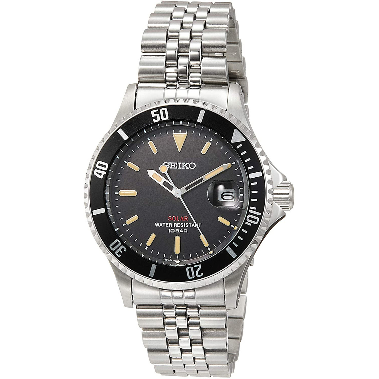 Seiko Black Dial Jubilee Solar Vintage Design SZEV012 - Shopping