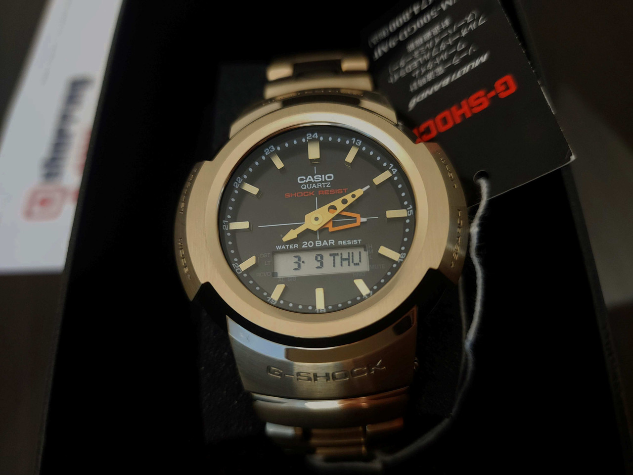 G-Shock Digital Analog Full Metal Gold IP AWM-500GD