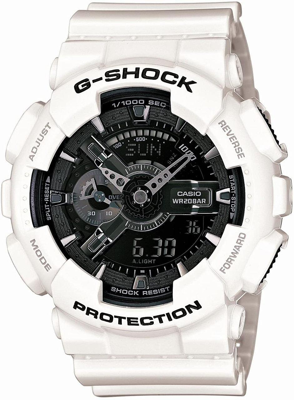 G Shock Black and White Digi Ana GA 110GW 7AJF