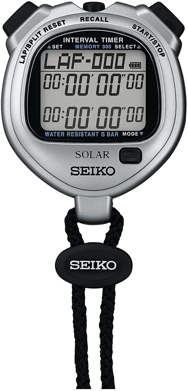 Seiko S062 Interval Timer Solar Stopwatch Silver (Replaces S057)