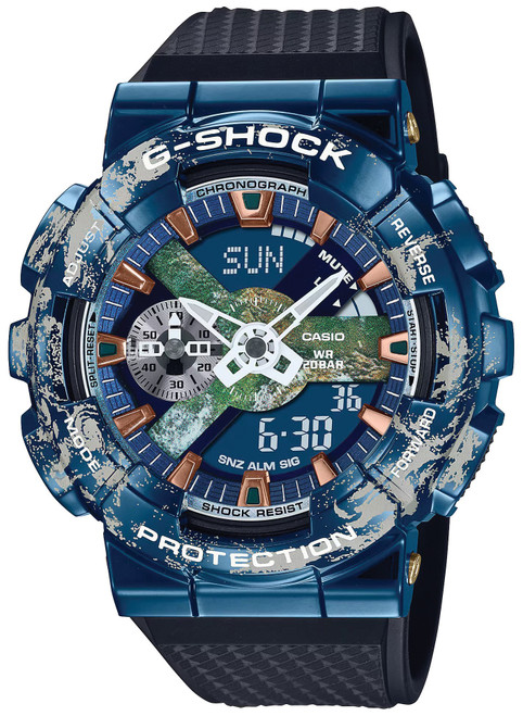 GM-110EARTH-1A | GM-110EARTH-1ADR | G-Shock Blue IP Metal Bezel