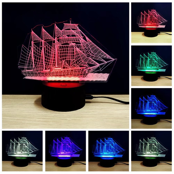 3D Colorful Sailboat Model Lamp
