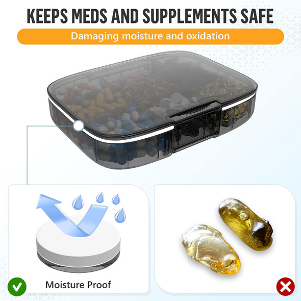 Extra Large Pill Organizer Jumbo Medicine Organizer Box with Labels