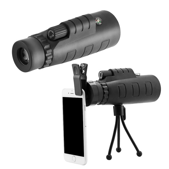 High-definition 10X Optical Monocular Telescope with tripod and phone clip, perfect for outdoor viewing