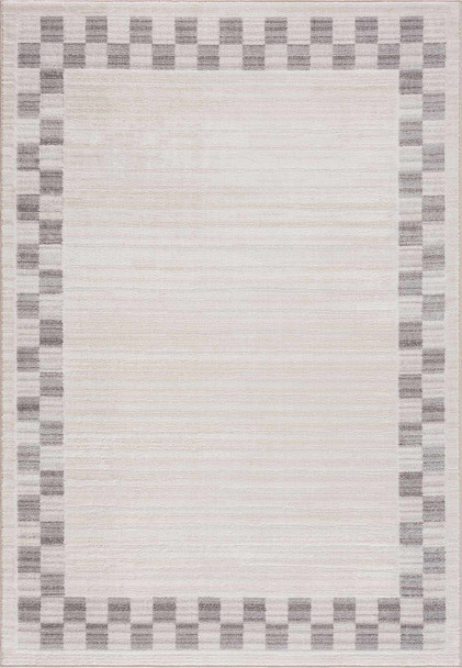 Azrika Gray Checkered Washable Rug