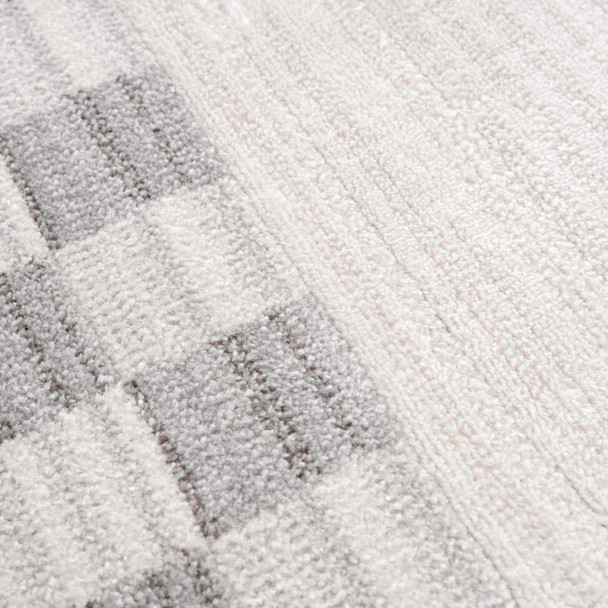 Azrika Gray Checkered Washable Rug