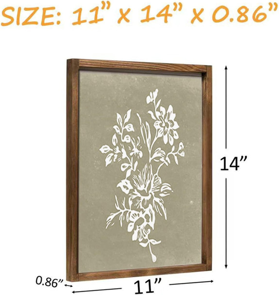 Framed Boho Wall Art Set of 4 for Wooded Minimalist Botanical Print