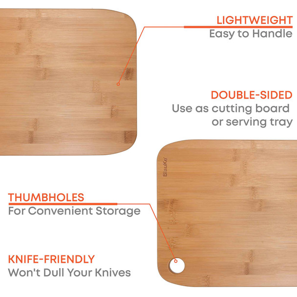 Wooden Cutting Boards for Kitchen - Bamboo Chopping Board Set of 3