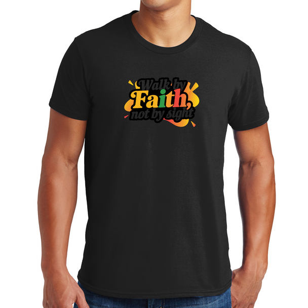 Breezoro Men's Graphic Tee Walk By Faith Not By Sight