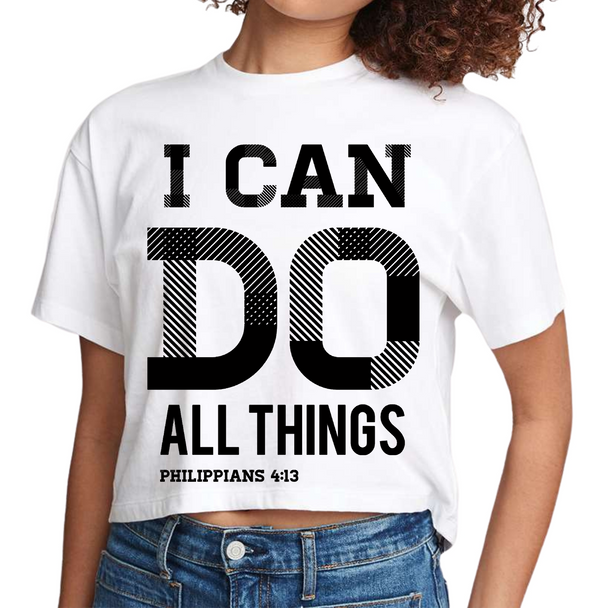 Womens Cropped Graphic T-shirt - i can do All Things Philippians 4:13