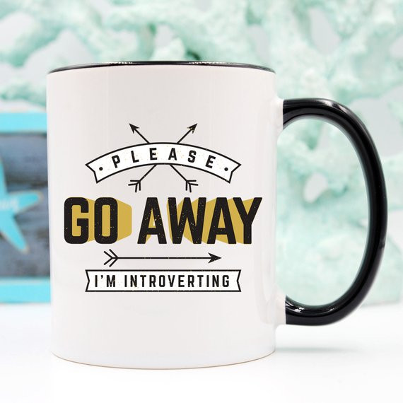 Funny Coffee Mug, Please Go Away I'm Introverting,