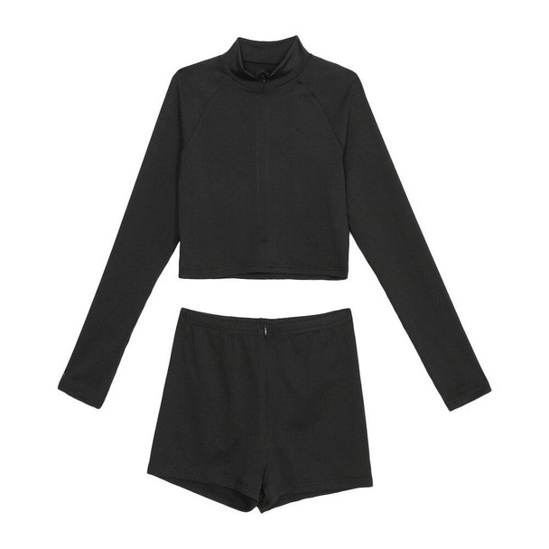 Seamless Black Yoga Set Women Gym Clothes Fashion Long Sleeve Zipper