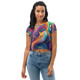 Womens Stretch Fit Crop Tee T-shirt - Vibrant Psychedelic Kaleidoscope
