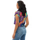 Womens Stretch Fit Crop Tee T-shirt - Vibrant Psychedelic Kaleidoscope