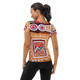 Womens Stretch Fit Athletic Sports T-shirt - Brown Orange Green Aztec