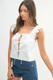 MABLE Poplin Ruffle Strap Front Self Tie Top