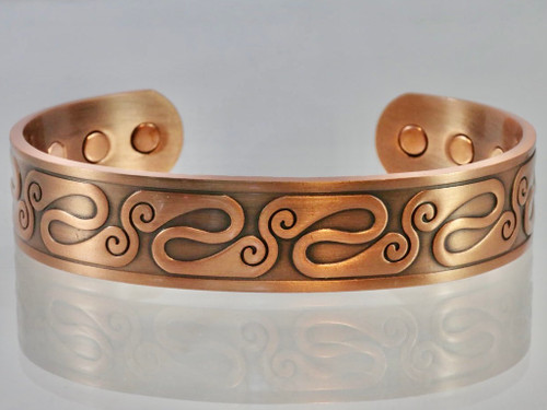 Mens copper bracelet with ancient Minoan motif.