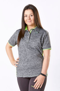 Firefoot Crofton Childs Kids Polo Shirt Top Grey Marl / Green Firefoot Crofton Childs Kids Polo Shirt Top Grey Marl / Green