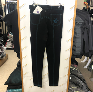 Legacy Equestrian Kids Contrast Breeches Black/Teal Legacy Equestrian Kids Contrast Breeches Black/Teal