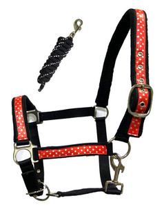 Firefoot Headcollar And Leadrope Set Red Dotty
