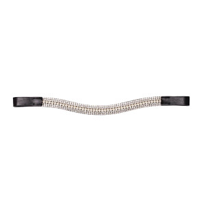 Caldene Curved 5 Row Diamante and Pearl Browband Black